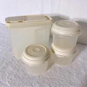 Vintage Tupperware Food Storage Container Set With Cream Lids 8pcs